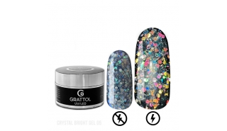 Grattol Gel Crystal Bright 05 - Гель со светоотражающим крупным глиттером, 15 мл